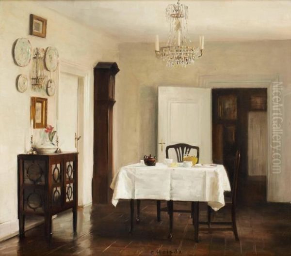 Salongsinterior Oil Painting by Carl Vilhelm Holsoe