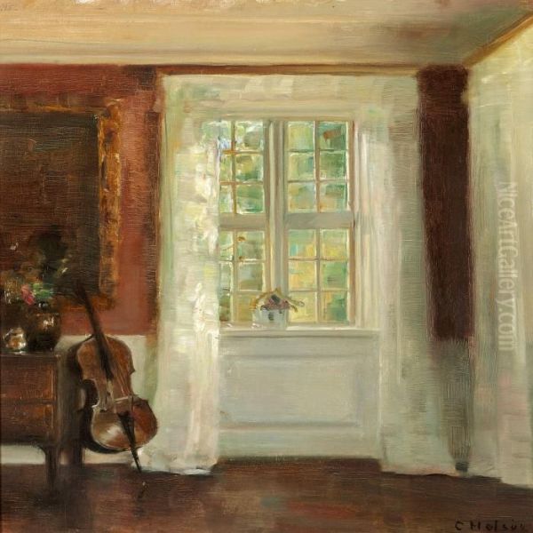 Interior With Acello Oil Painting by Carl Vilhelm Holsoe