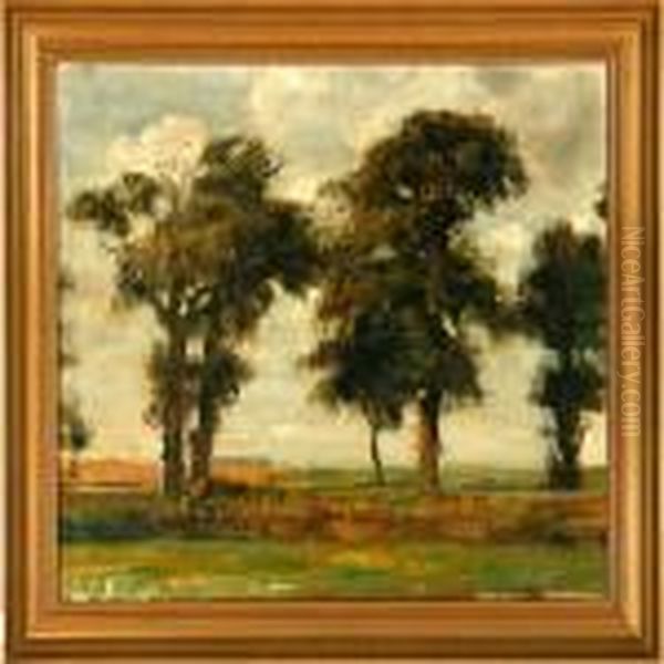 An Outstreched Landscapewith Trees Oil Painting by Carl Vilhelm Holsoe