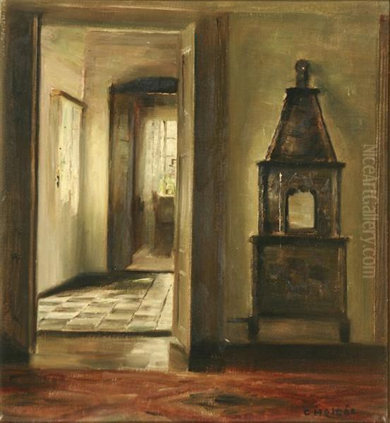 Interior With Stove Oil Painting by Carl Vilhelm Holsoe