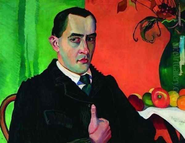 Self-Portrait I Oil Painting by Stanislaw Ignacy Witkiewicz (Witkacy)