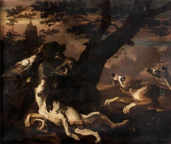 Chasse Au Sanglier Oil Painting by Abraham Hondius