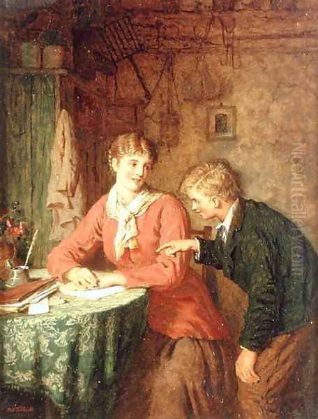 A Private Letter, 1879 Oil Painting by Robert W. Wright