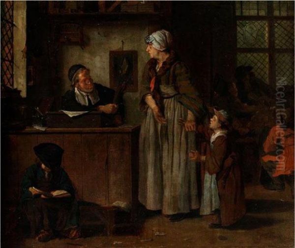 Die Klage Der Mutter Vor Dem Schullehrer Oil Painting by Jan Jozef, the Younger Horemans