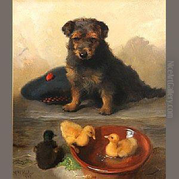 Like A Duck To Water Oil Painting by George W. Horlor