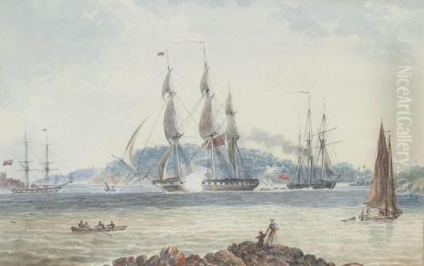 H.m.s. Oil Painting by Thomas L. Hornbrook