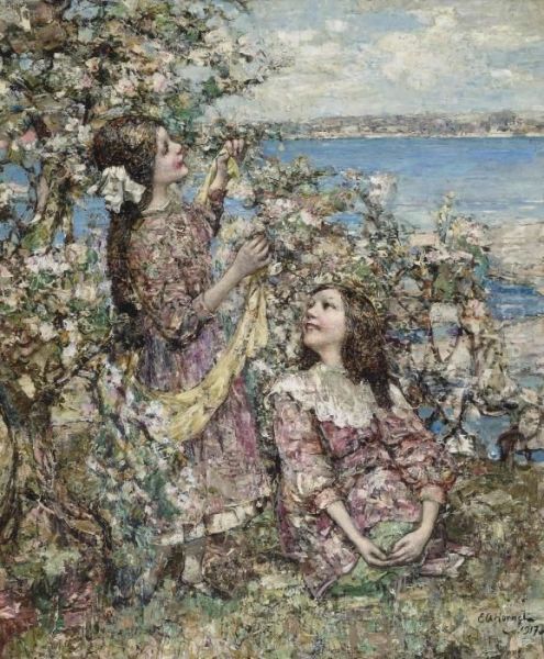 Amidst The Spring Blossom Oil Painting by Edward Atkinson Hornel