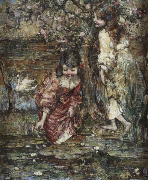 By The Lily-pond Oil Painting by Edward Atkinson Hornel