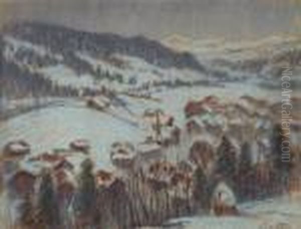 Winter Landscape, Possibly Gstaadt Oil Painting by William Samuel Horton