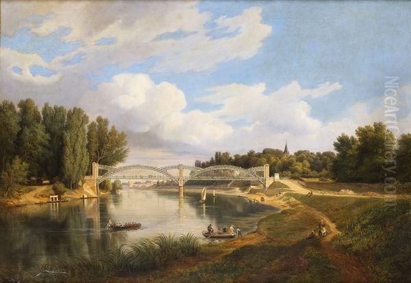 Le Pont De Neuilly Oil Painting by Edouard Jean Marie Hostein