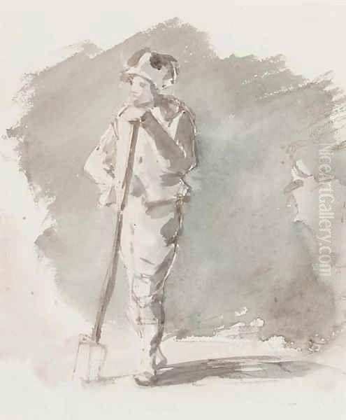 Study of a farm labourer Oil Painting by Louisa Anne, Marchioness of Waterford