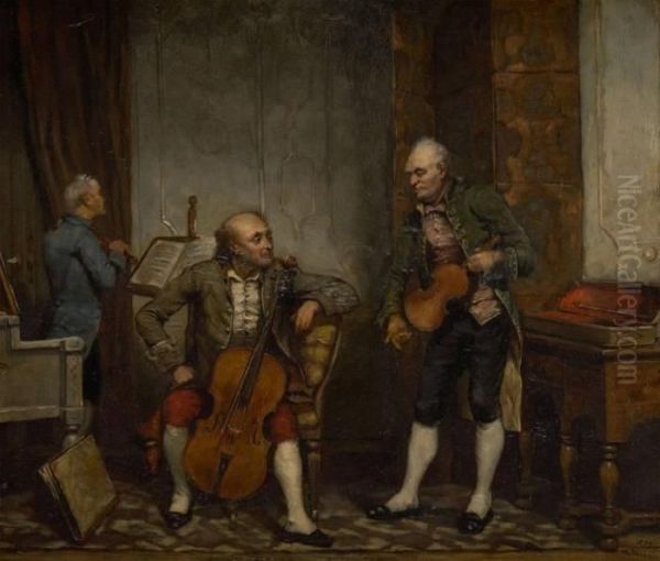 Le Trio De Musiciens Oil Painting by Henri Houben