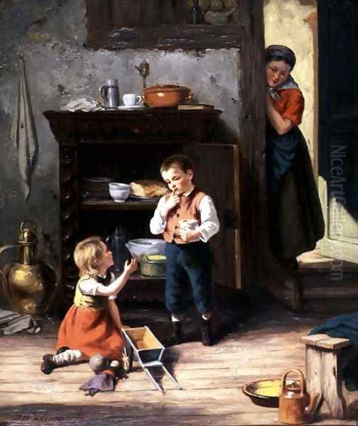 Children playing Oil Painting by Jan Walraven