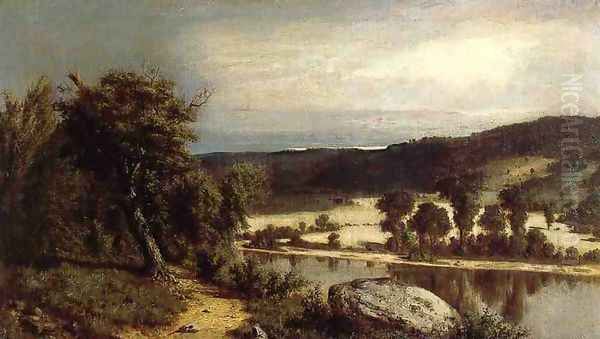 River Landscape Oil Painting by Alexander Helwig Wyant