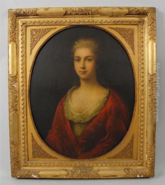 Portrait Of A Woman In Red Oil Painting by Thomas Hudson