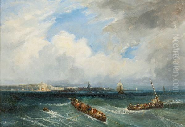 Le Port De Boulogne Oil Painting by Paul Huet