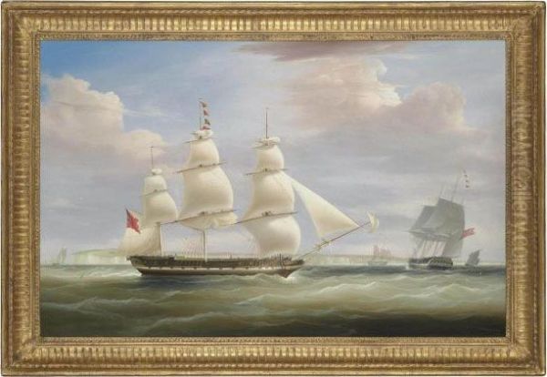 The Hon. East India Company's Ship Oil Painting by William Huggins