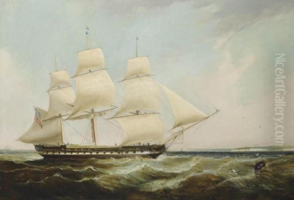 The East Indiaman 
Castle Huntly 
 In The Channel Off Dover Oil Painting by William Huggins