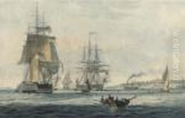 View Off Gravesend, By E. Duncan Oil Painting by William Huggins