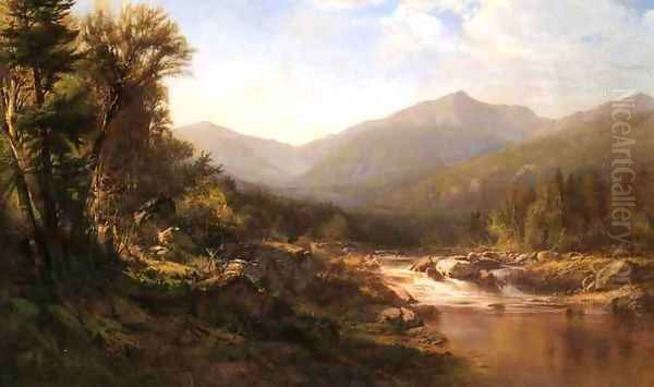 Landscape with Mountains and Stream Oil Painting by Alexander Helwig Wyant