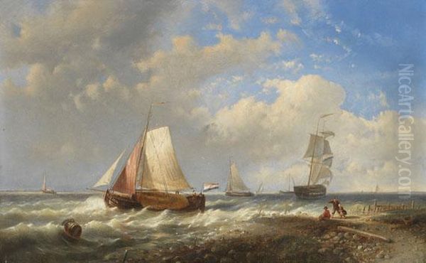 Zugeschrieben - Starke Brise Vor Der Niederlandischen Kuste Oil Painting by Abraham Hulk Jun.