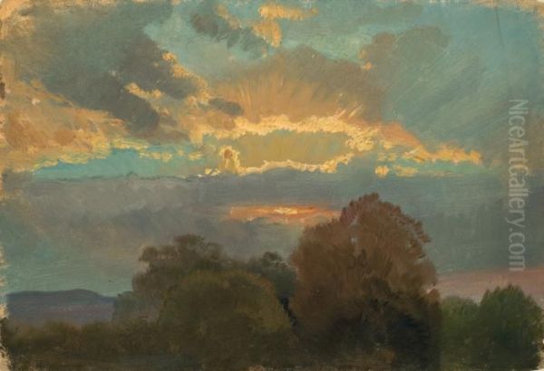 Sonnenuntergang Oil Painting by Carl Hummel