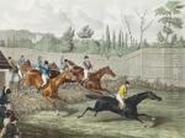 The Last Grand Steeple Chase Which Took Place At The Hippodrome Race Course, Kensington Oil Painting by Charles Hunt