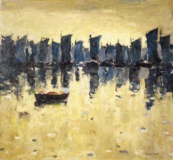 Sails At Twilight Oil Painting by Thomas Lorraine Hunt