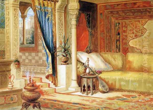 Turkish Room Theater Curtain Sketch Oil Painting by John Wood