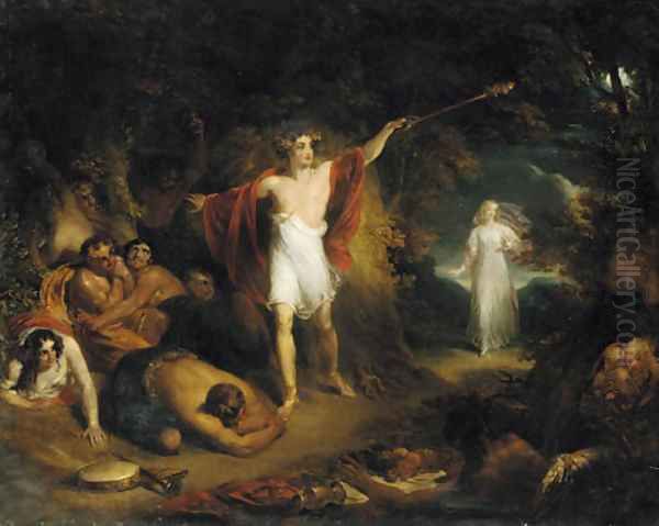 Comus and the lady benighted Oil Painting by John Wood