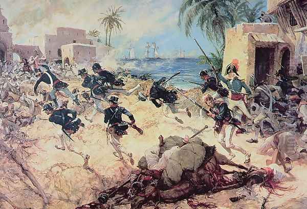 U.S. Marines Capture the Barbary pirate fortress at Derna, Tripoli, 27th April 1805 Oil Painting by C.H. Waterhouse