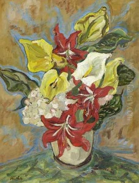 Blumenstillleben. 1939 Oil Painting by Julius Huther