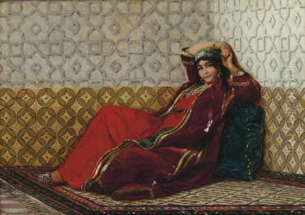 A Harem Beauty Oil Painting by Jan Baptist Huysmans