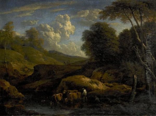 Pastoralt Landskap Oil Painting by Jan Baptist Huysmans