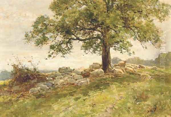 Sheep under a tree Oil Painting by Ernst Walbourn