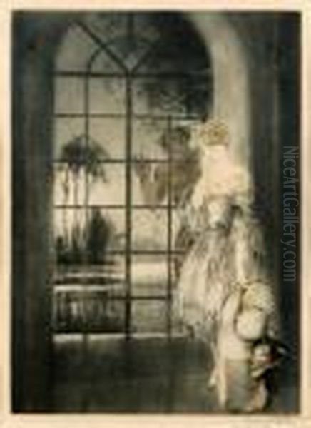 Window Oil Painting by Louis Icart