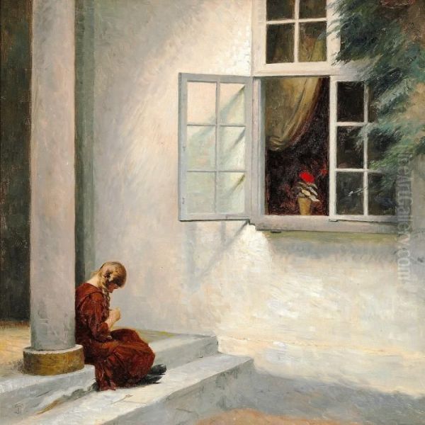 Lille Pige Ved Sojle - Liselund Oil Painting by Peder Vilhelm Ilsted