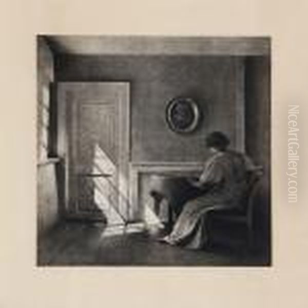 Solskin Paa En Dor Oil Painting by Peder Vilhelm Ilsted