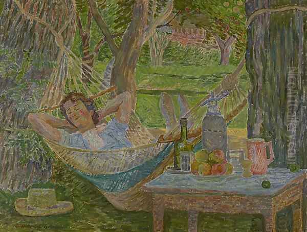 In the Hammock Oil Painting by Zygmunt Waliszewski