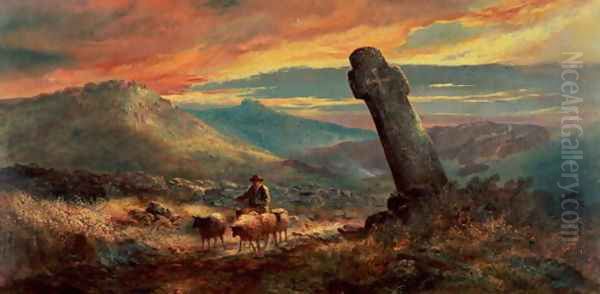 Cross at Chagford Oil Painting by William Widgery