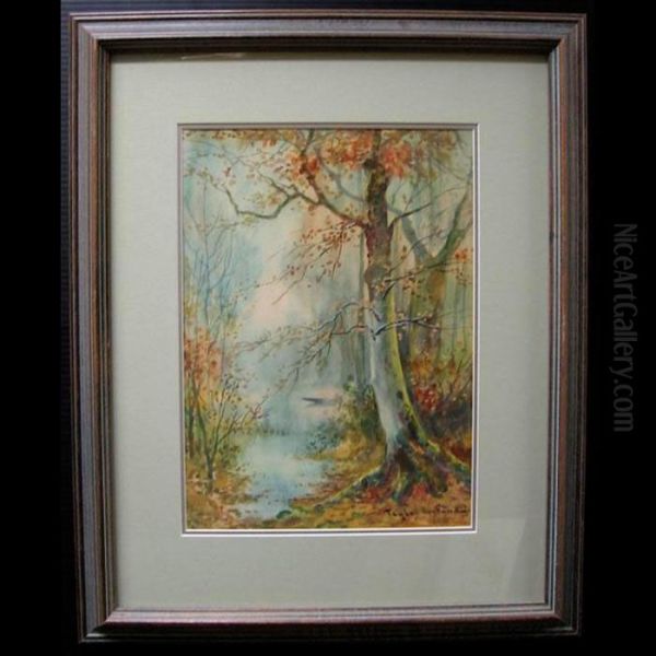 Woodland Study With Pond Oil Painting by Thomas Tayler Ireland