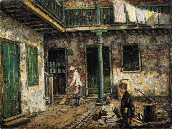 In The Courtyard Oil Painting by Wilson Henry Irvine