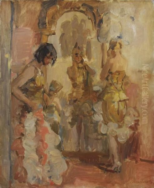 Before The Performance At The Scala Theatre, The Hague Oil Painting by Isaac Israels