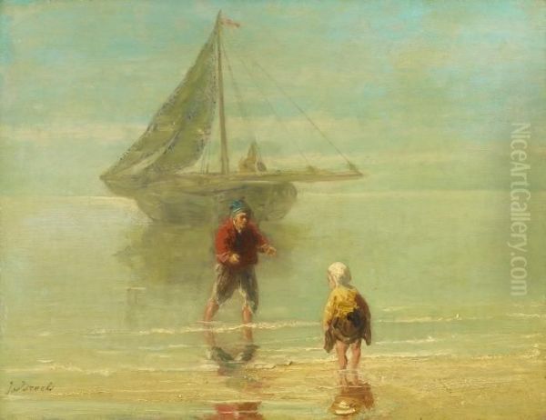 On The Coast Oil Painting by Jozef Israels