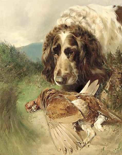 A gundog with a pheasant Oil Painting by William Woodhouse