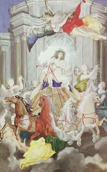 Triumph of King Louis XIV (1638-1715) of France driving the Chariot of the Sun preceded by Aurora Oil Painting by Joseph Werner