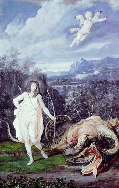 Louis XIV (1638-1715) as Apollo, Slayer of Python Oil Painting by Joseph Werner