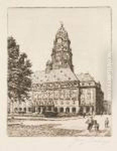 - Altstadter Rathaus Oil Painting by Georg Jahn