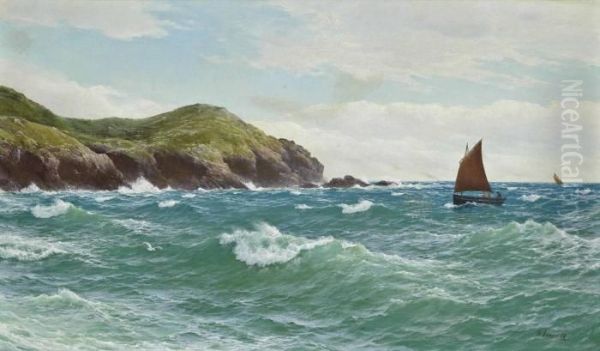 Shipping Off A Coastline Oil Painting by David James