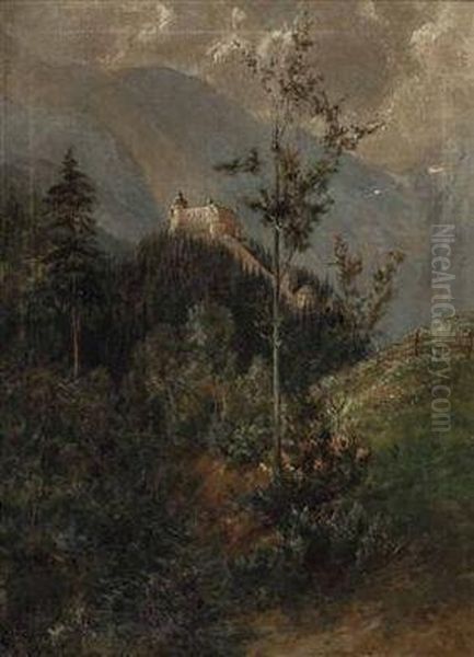 Ansicht Von Burg Hohenwerfen Salzburg Oil Painting by Walter John James